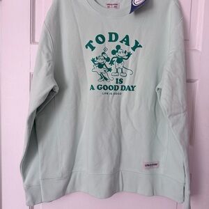 Life Is Good Light Green mickey Minnie Mouse Sweatshirt